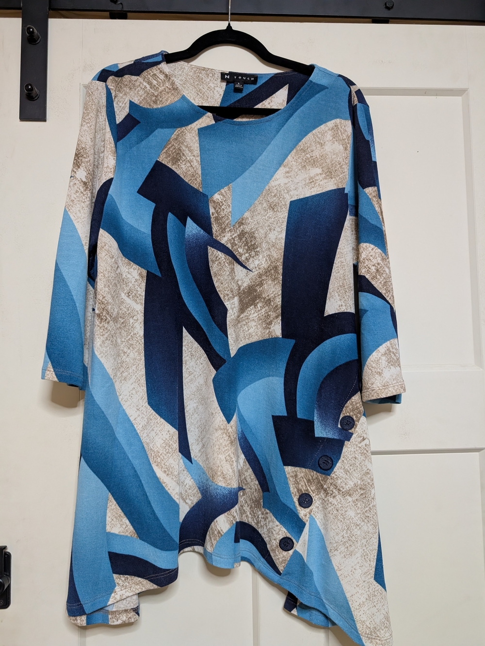 N Touch Blue & Beige Asymmetrical Print Tunic Size Large
